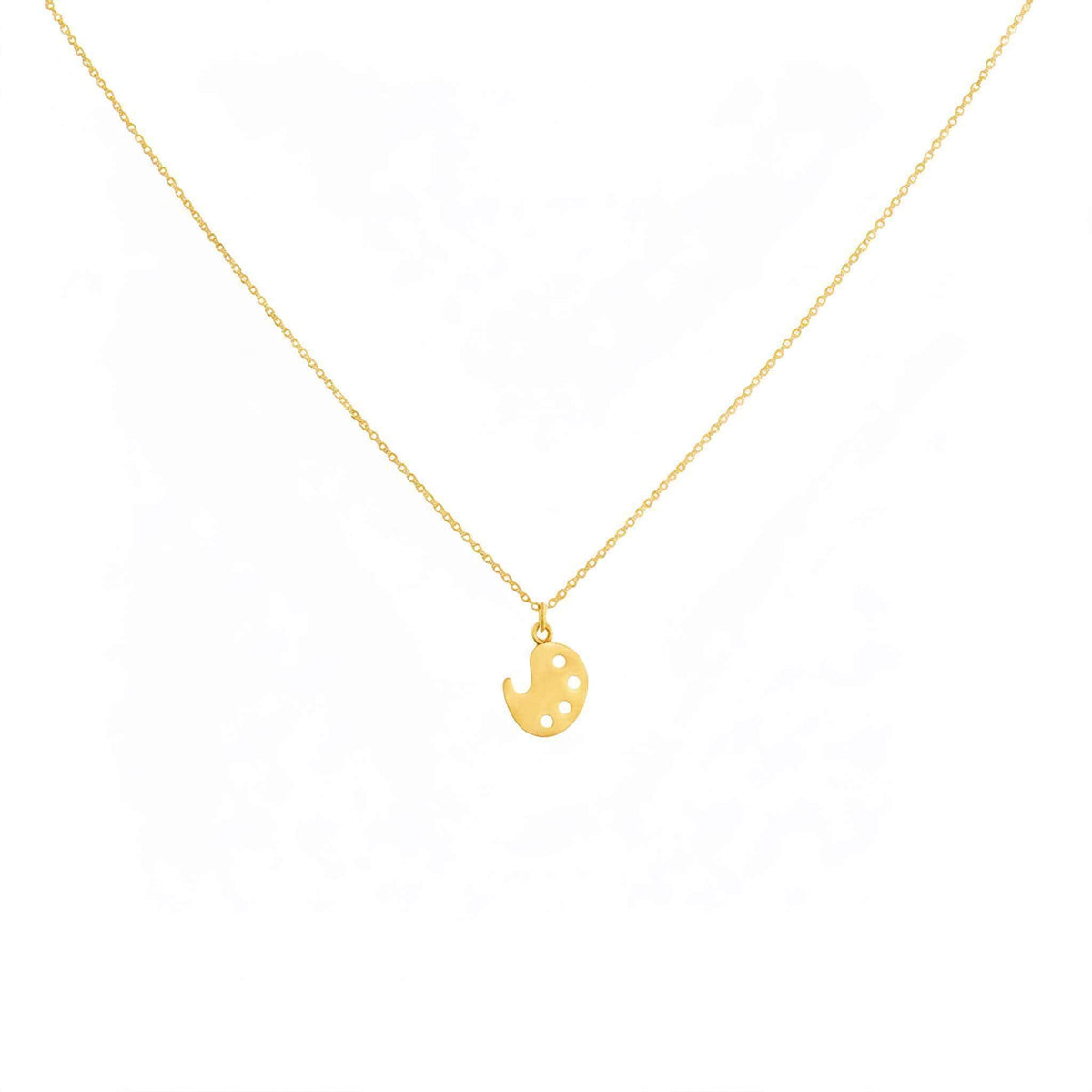 Artist Palette Necklace | Sterling Silver Painter Charm | Creative Expression Pendant, front view