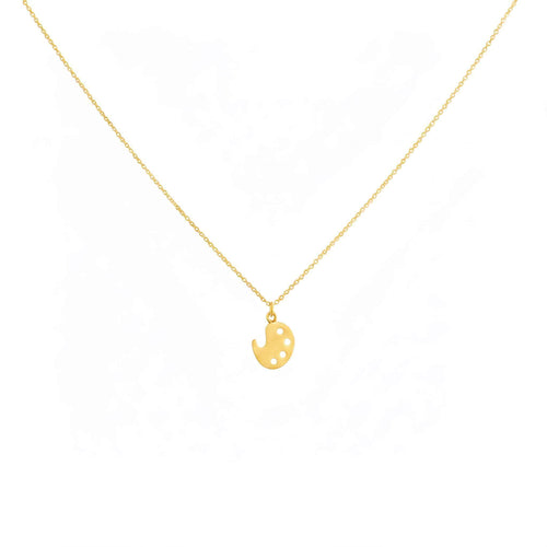 Artist Palette Necklace | Sterling Silver Painter Charm | Creative Expression Pendant, front view