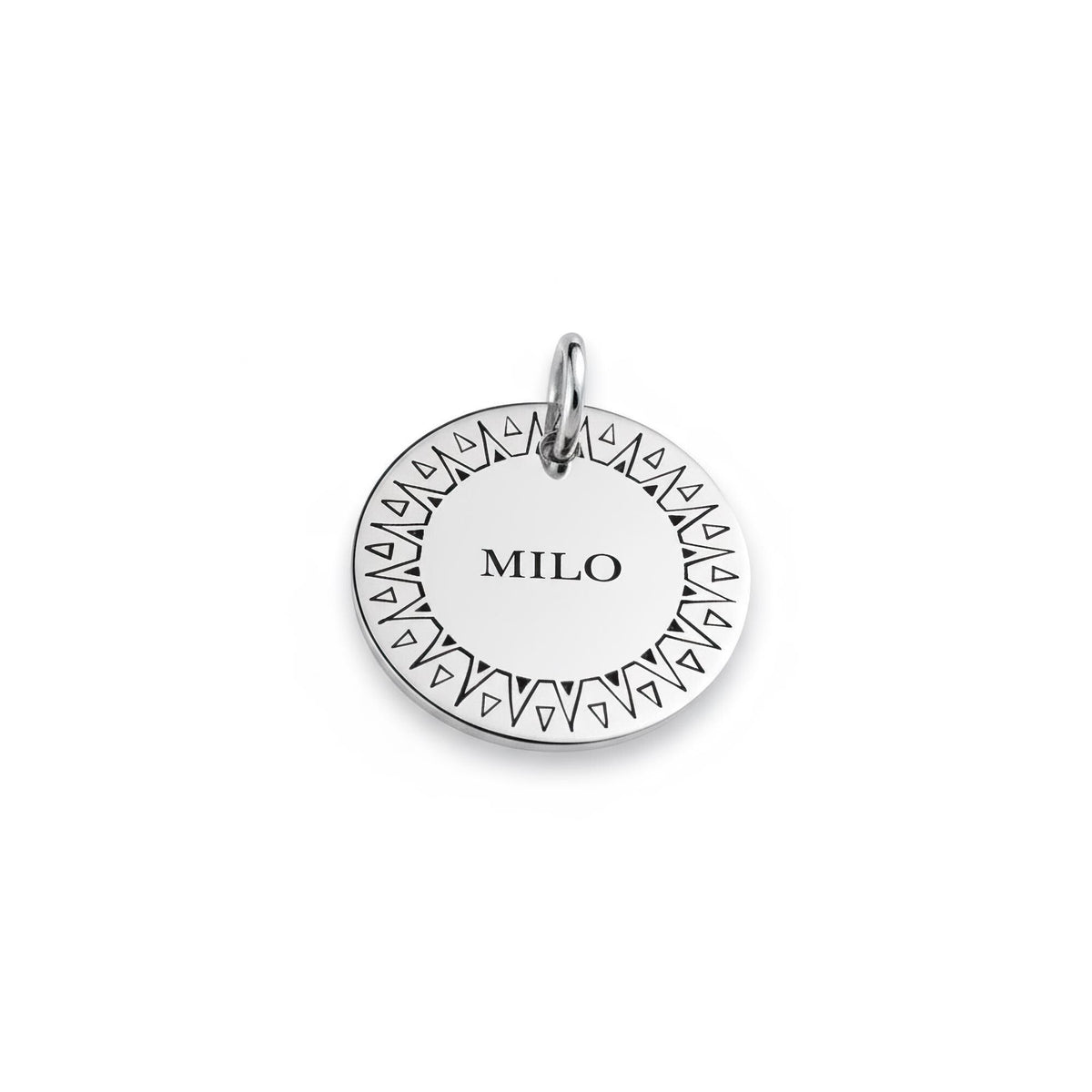 Silver Sun Dog Tag | Custom Geometric Pet ID Collar Charm, alternate angle