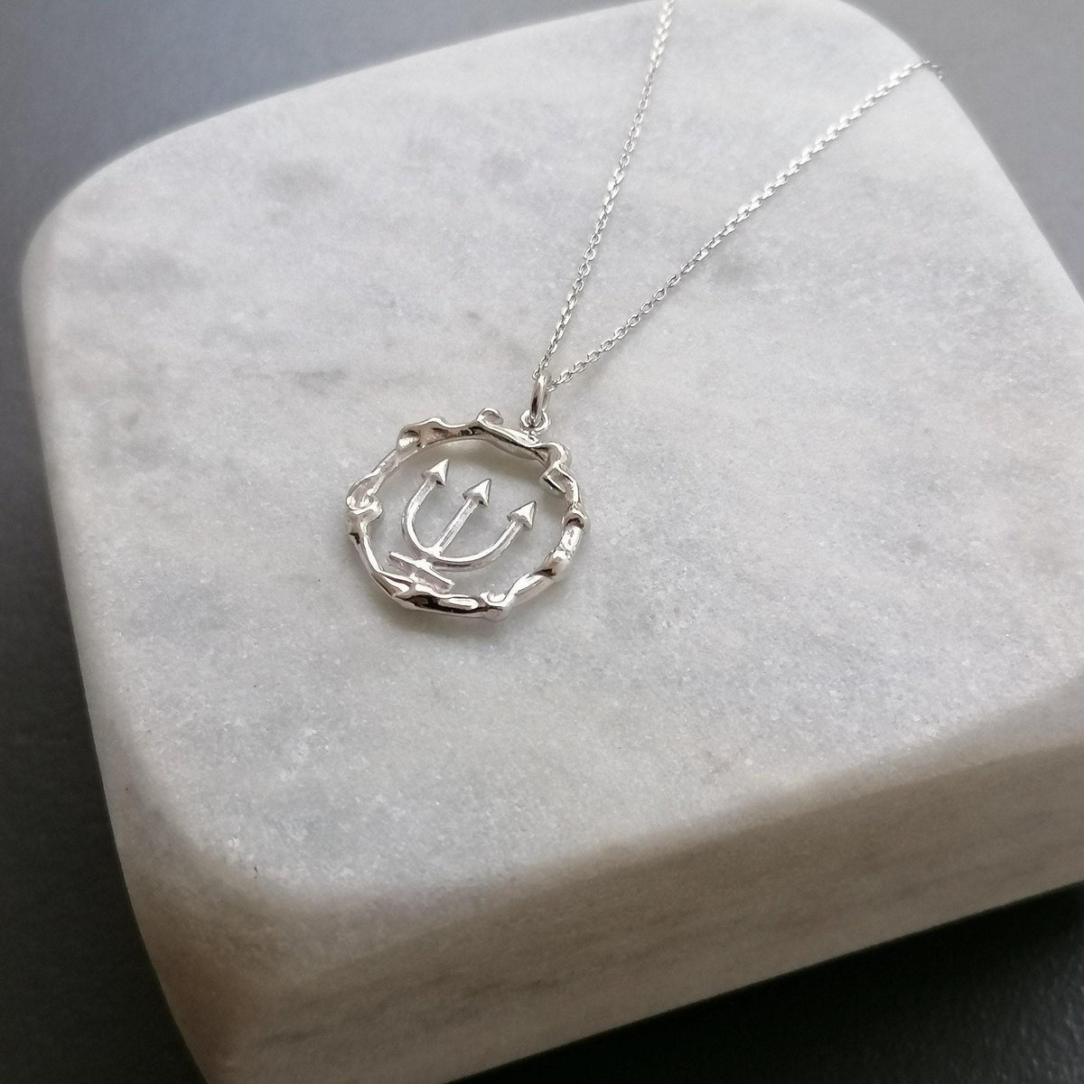 Poseidon Trident Necklace | Greek Mythology Ocean Talisman, styled view