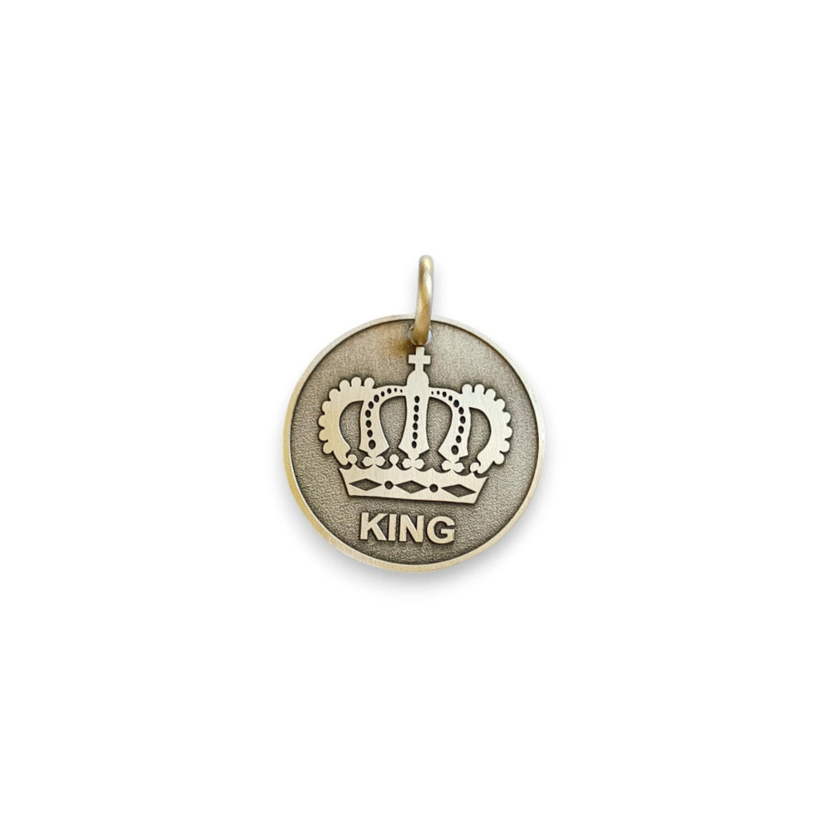 The Inscribed Monarch Token | Artisan Crown Pet ID & Custom Engraved Dog Tag, front view