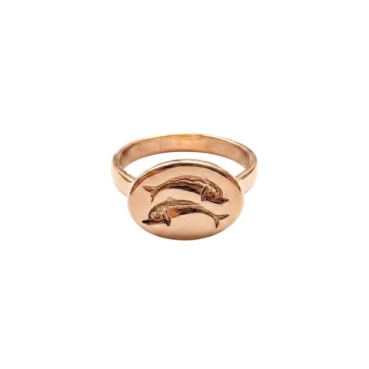 Dolphin Signet Ring | Ancient Greek Mythology Talisman, in Rose Gold Plated finish