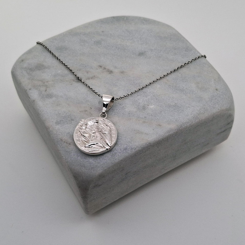 Raven Medallion Necklace | Mystical Wisdom Talisman, close-up detail