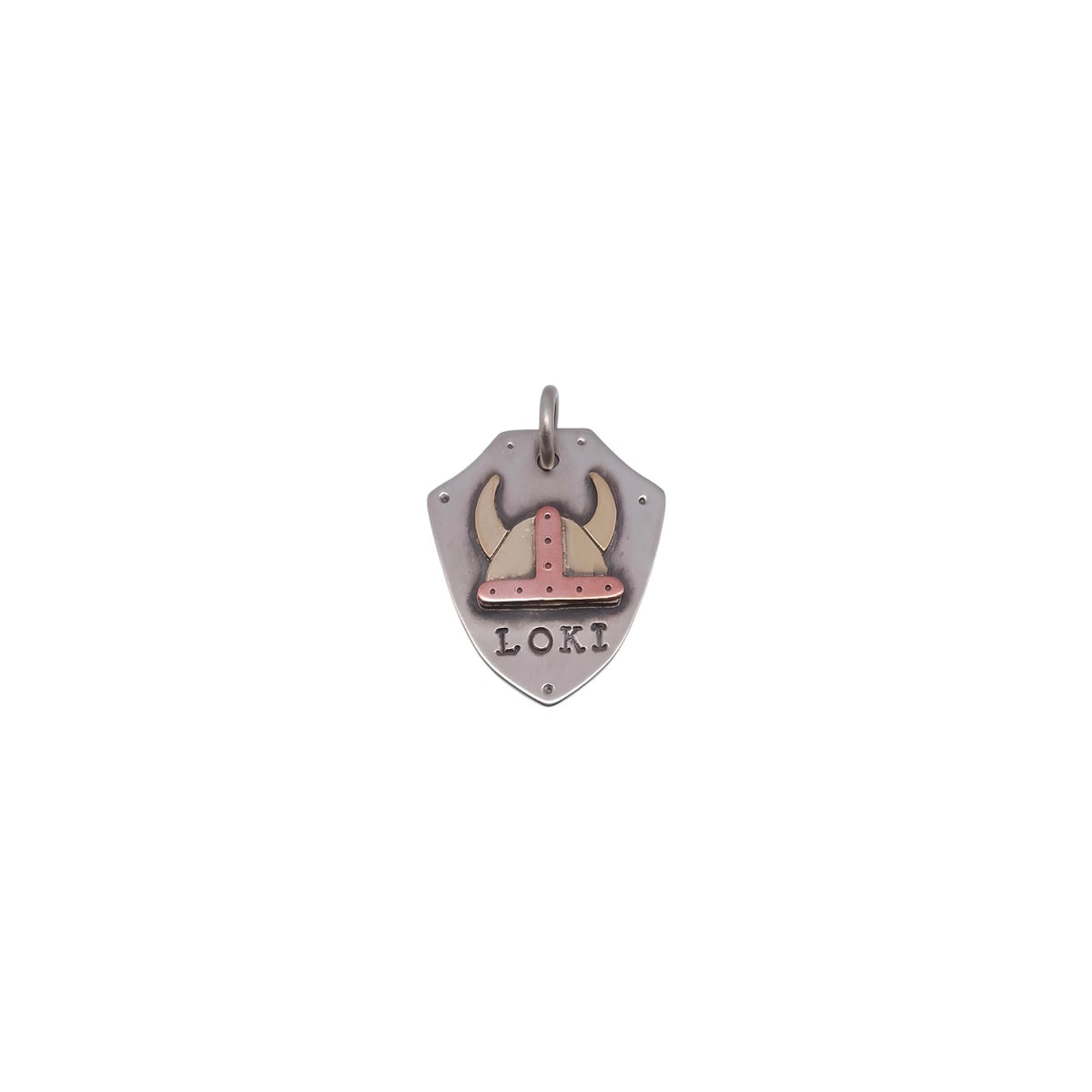 The Norseman Token | Artisan Mixed Metal Viking Dog Tag & Pet ID, close-up detail