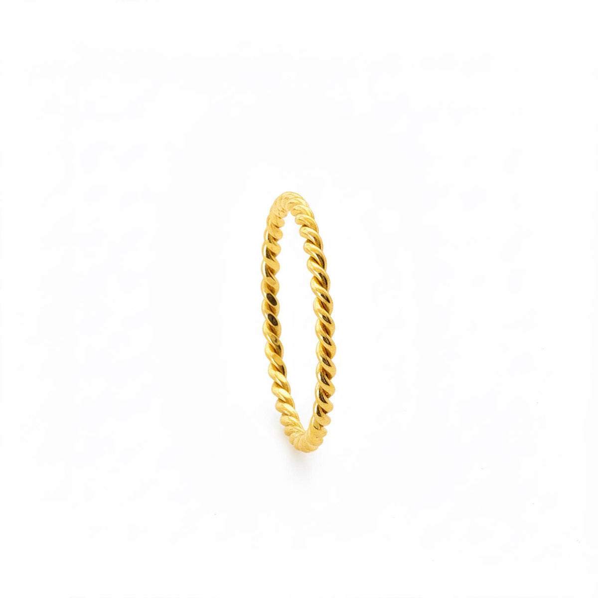 Dainty Rope Ring | Twisted Stacking Band, in Yellow Gold Plated finish