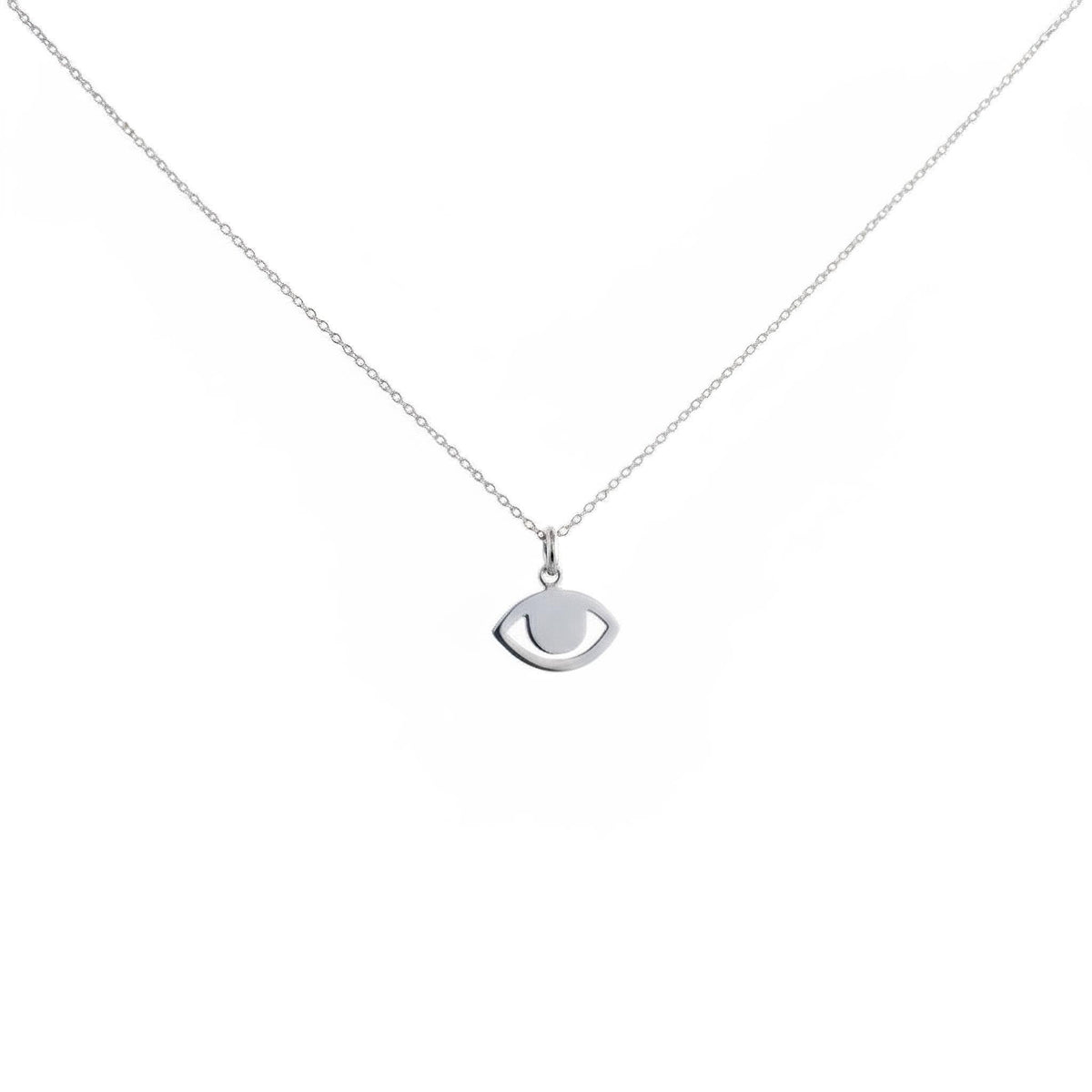 Evil Eye Charm Necklace | Protective Ward Talisman, in White Gold Plated finish