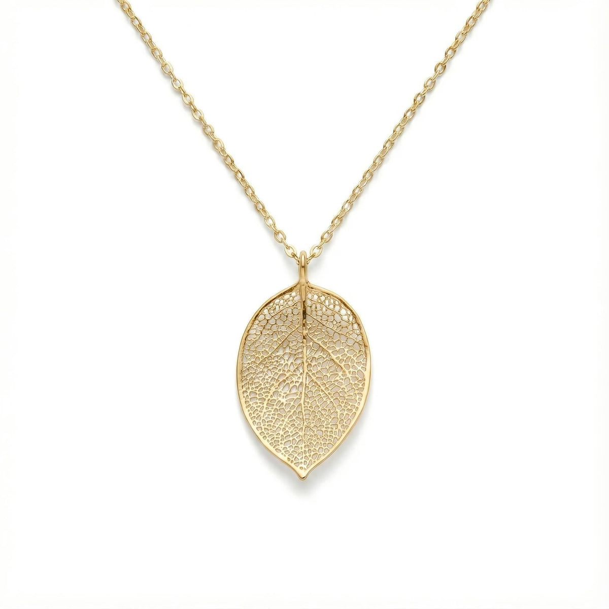 Pressed Leaf Charm Necklace | Botanical Renewal Talisman, in Yellow Gold Plated finish