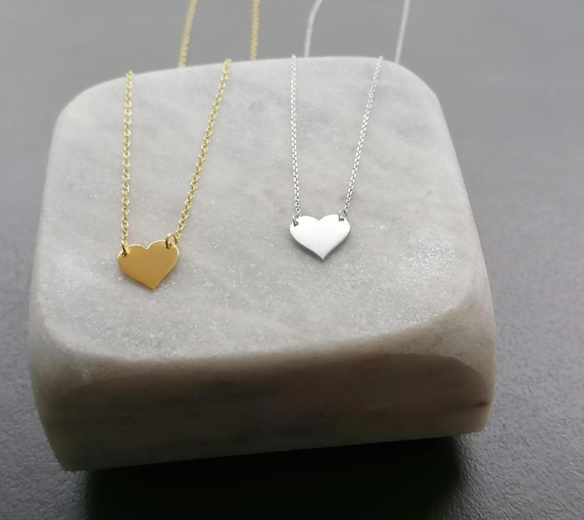 Minimalist Heart Necklace | Dainty Pendant, close-up detail