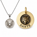 Wolf Bond — howling wolf necklace and Ferocious Sigil dog tag worn together, the symbolon pair
