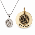 Raven Bond — raven medallion necklace and sentinel raven dog tag worn as the symbolon pair