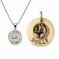 Fox Bond — fox medallion necklace and kitsune fox dog tag worn as the symbolon pair