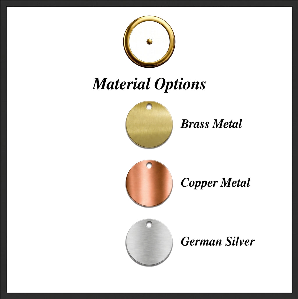 Available metal finish options chart for pet ID tags