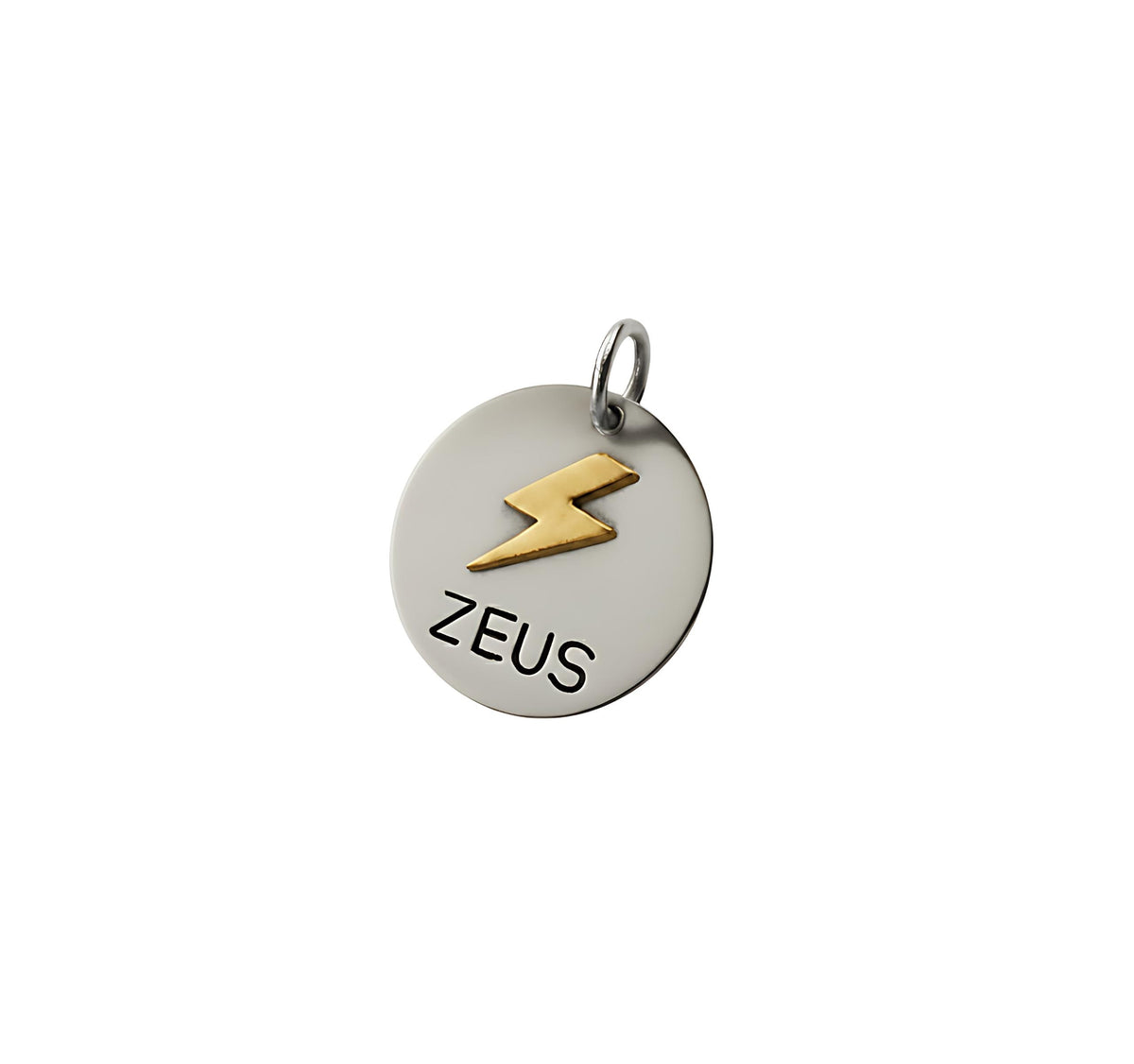 The Lightning Strike Token | Artisan Bolt Pet ID & Custom Dog Tag, in Silver with Brass Top finish