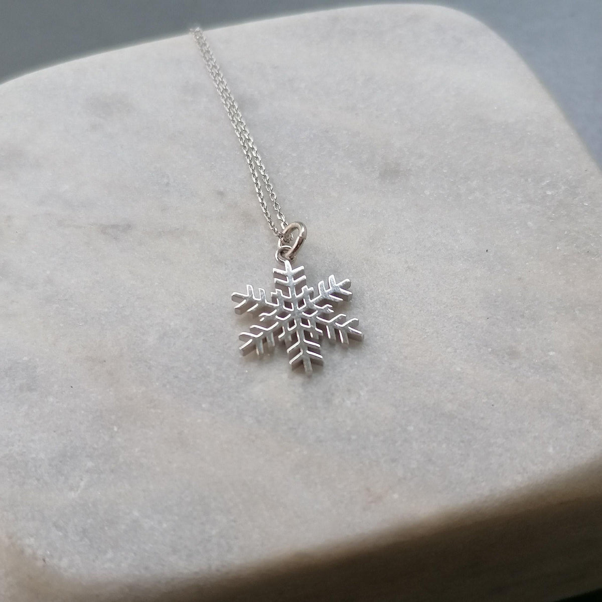 Snowflake Necklace | Winter Magic Talisman, close-up detail