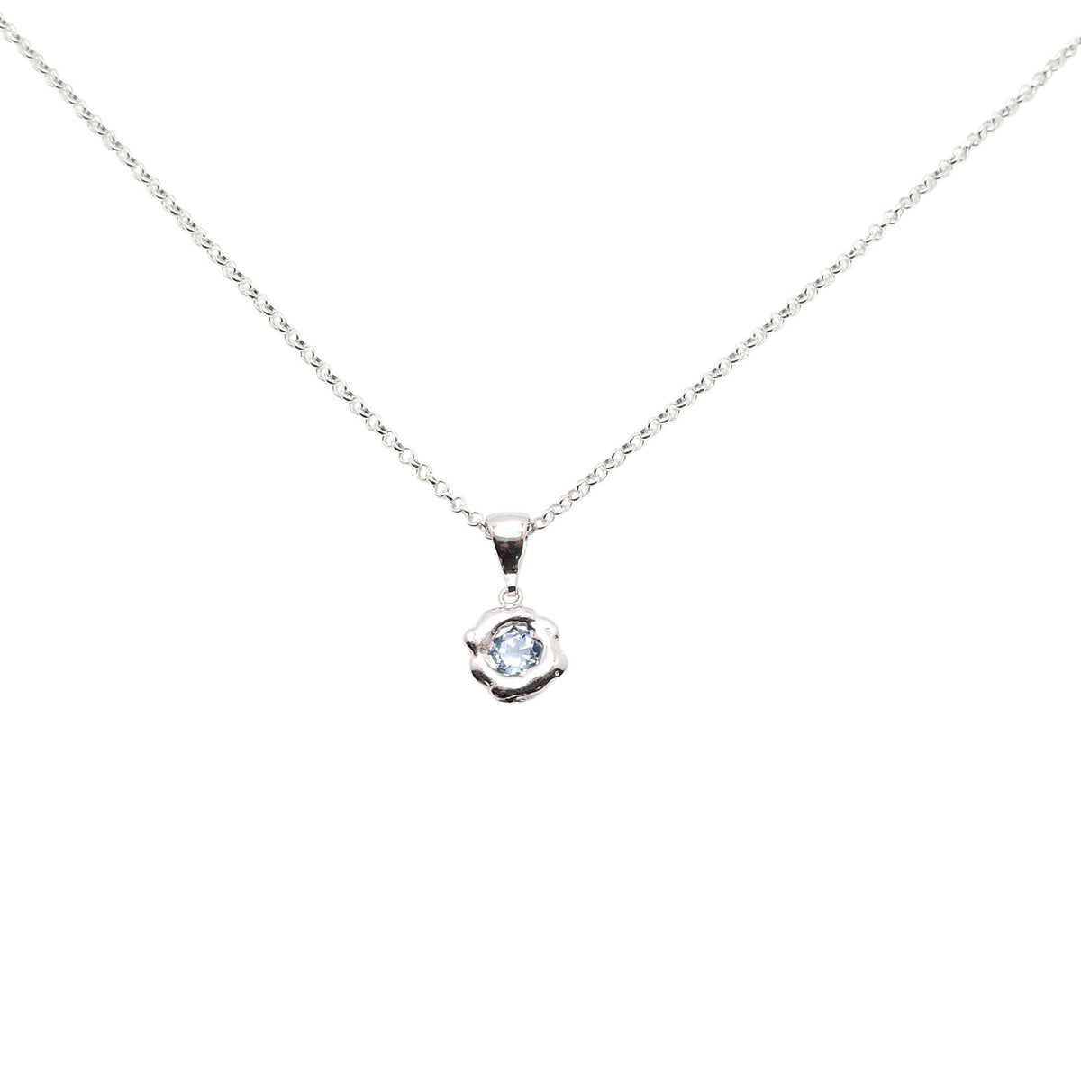 Celestial Pendant | Light Blue CZ Talisman, front view