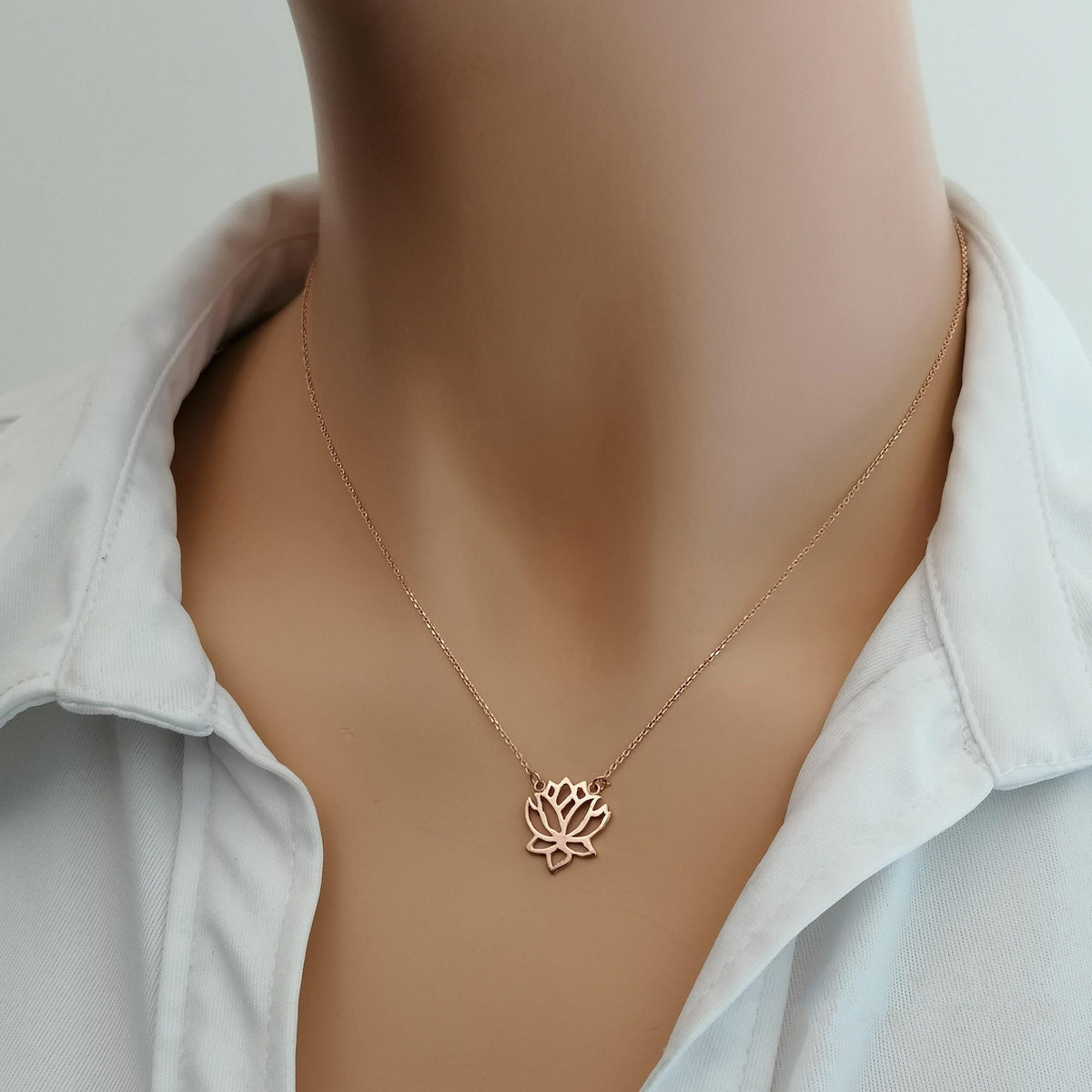 Lotus Necklace | Symbol of Purity & Resilience, alternate angle