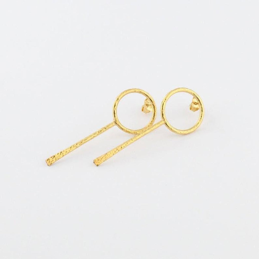 Hammered Circle Drop Earrings | Minimalist Eternity Dangles, additional detail