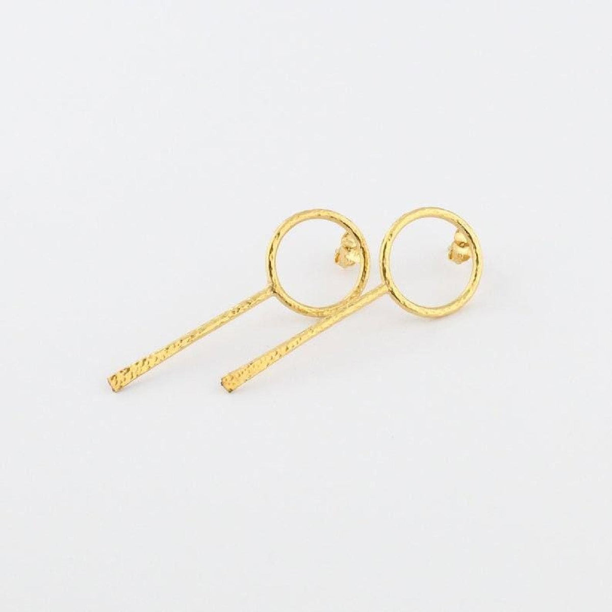Hammered Circle Drop Earrings | Minimalist Eternity Dangles, additional detail