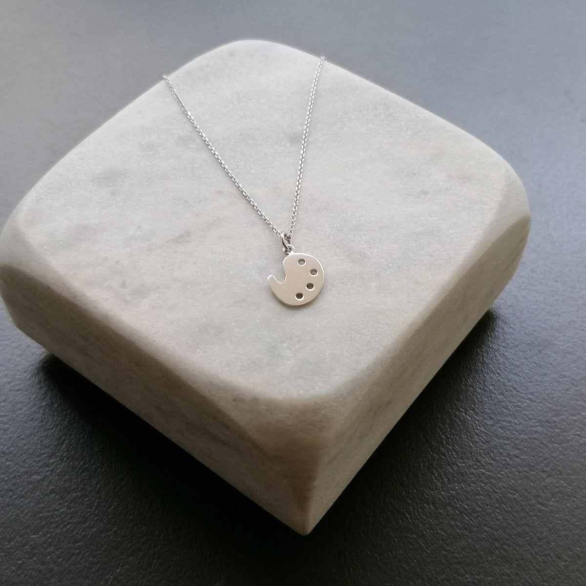 Artist Palette Necklace | Sterling Silver Painter Charm | Creative Expression Pendant, additional detail