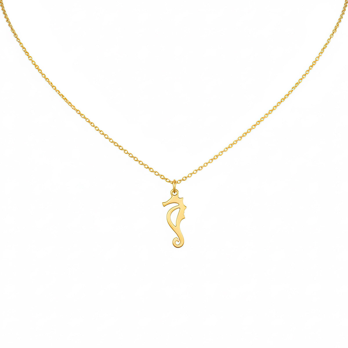 Minimalist Seahorse Necklace | Ocean Fortune Talisman, in Yellow Gold Plated finish