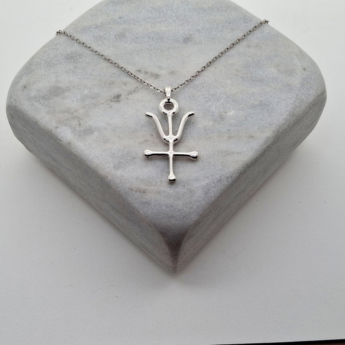 Antimony Alchemy Pendant | Wolf of Metals Talisman, styled view