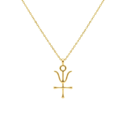 Antimony Alchemy Pendant | Wolf of Metals Talisman, in Yellow Gold Plated finish