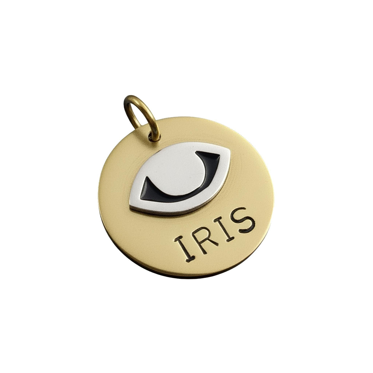 The Guardian's Gaze Token | Artisan Evil Eye Pet ID & Custom Protection Tag, in Brass with Silver Top finish