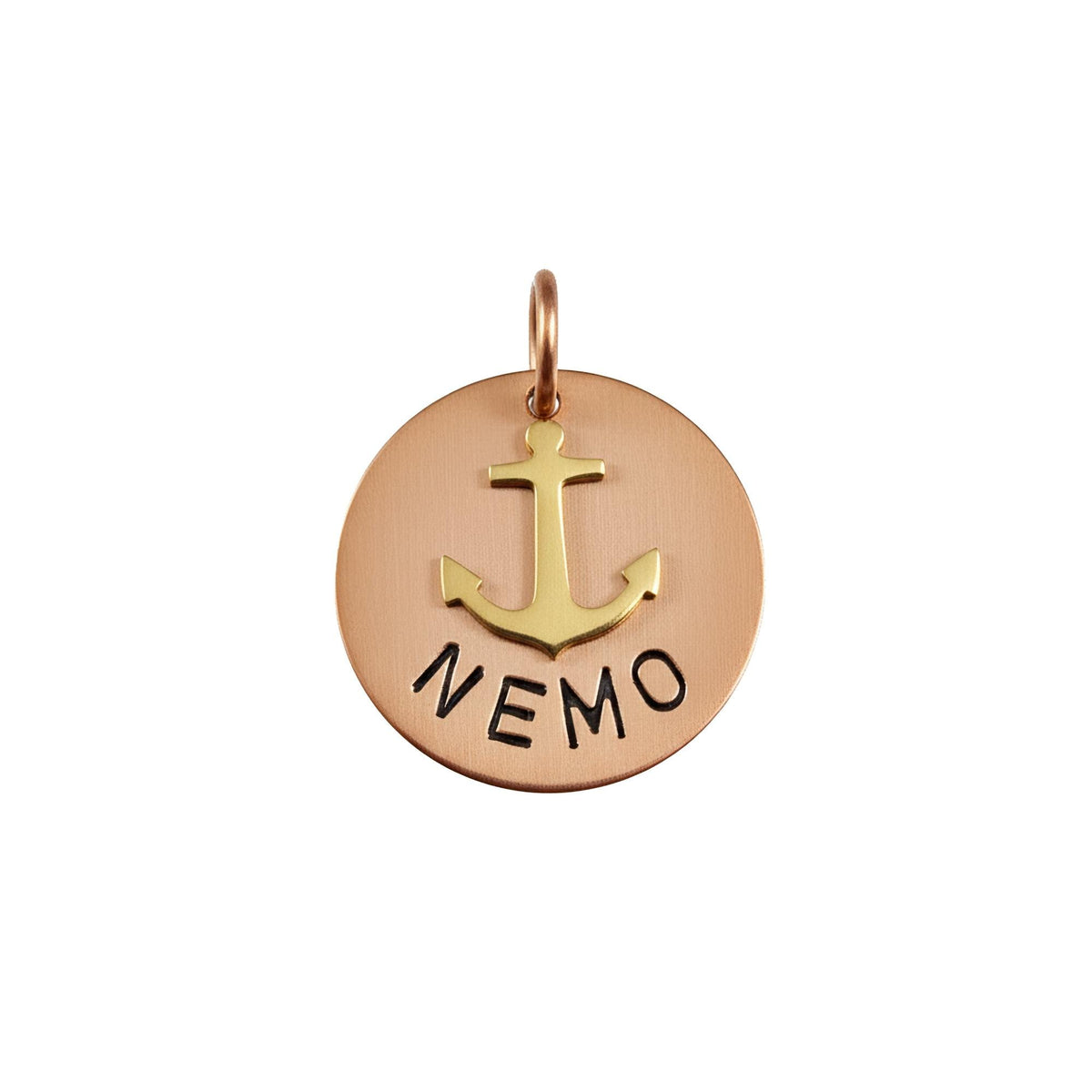 The Steadfast Anchor Token | Artisan Nautical Pet ID & Custom Tag, in Copper with Brass Top finish