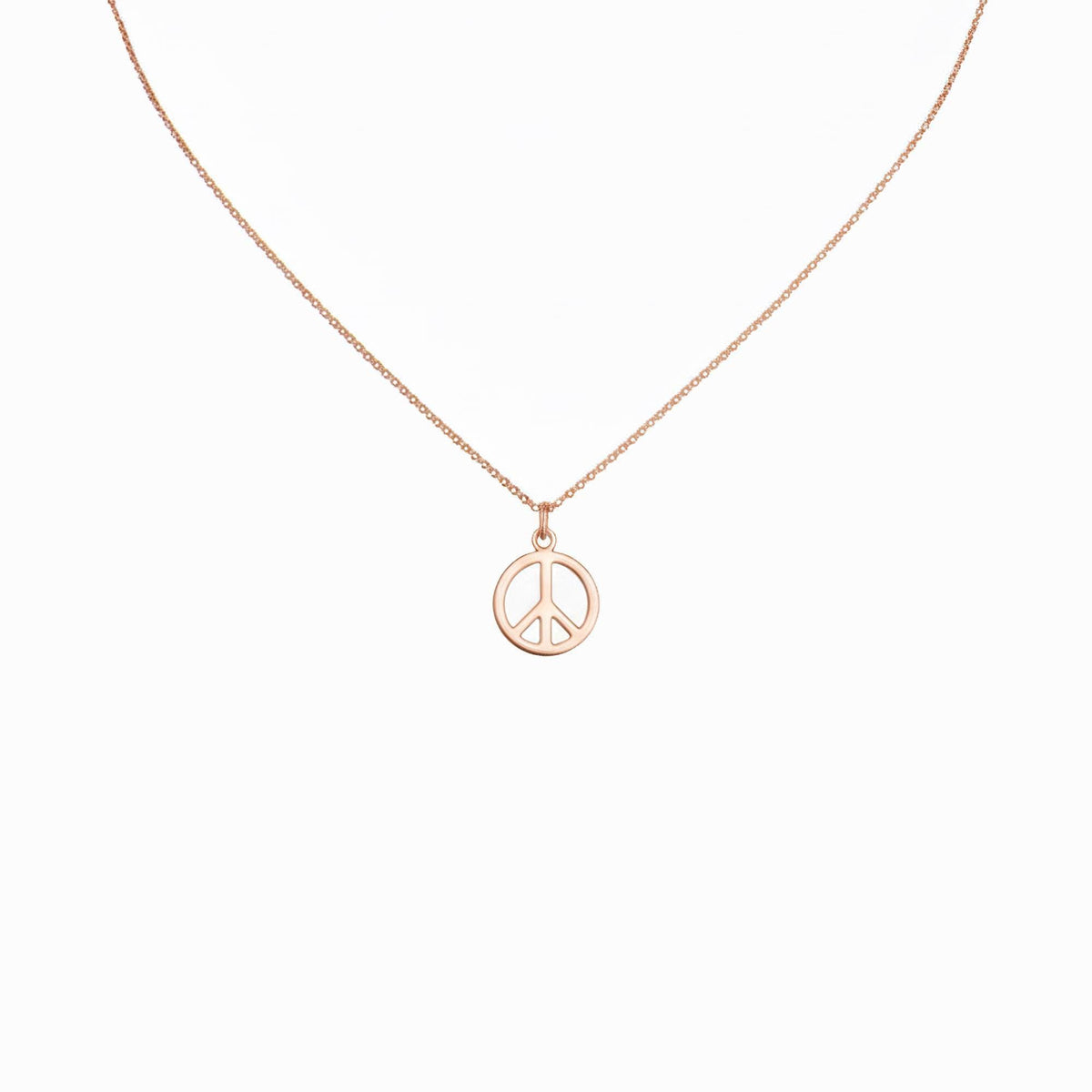 Dainty Peace Sign Necklace | Minimalist Serenity Talisman, in Rose Gold Plated finish