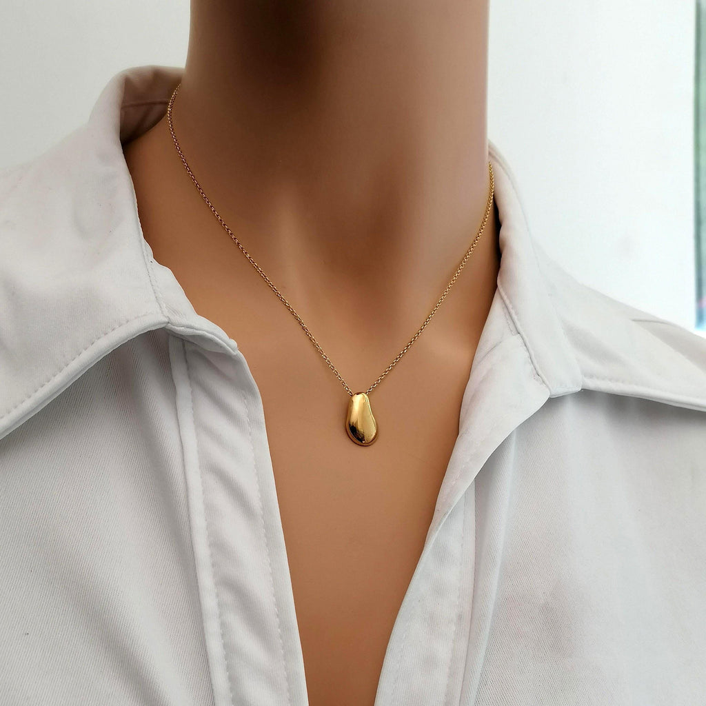 Pebble Charm Necklace | Minimalist Nature Talisman, close-up detail