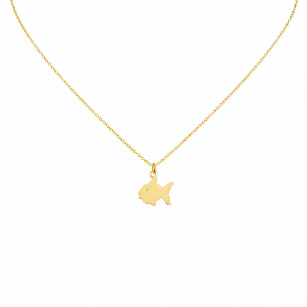 Goldfish Charm Necklace | Symbol of Abundance & Fortune, in Yellow Gold Plated finish