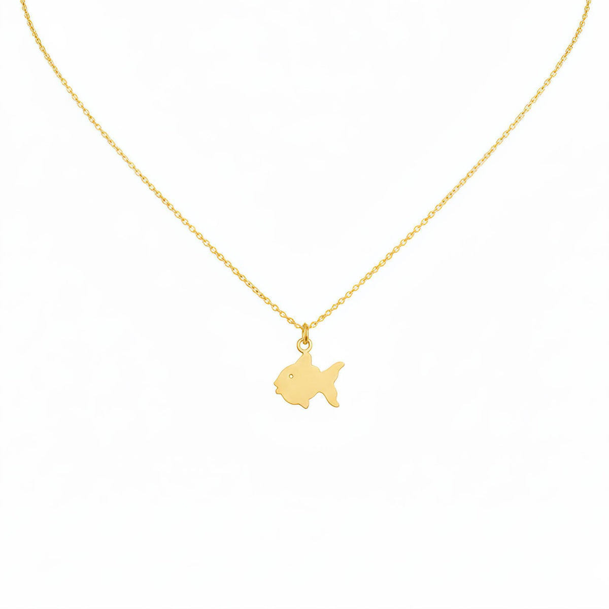 Goldfish Charm Necklace | Symbol of Abundance & Fortune, in Yellow Gold Plated finish