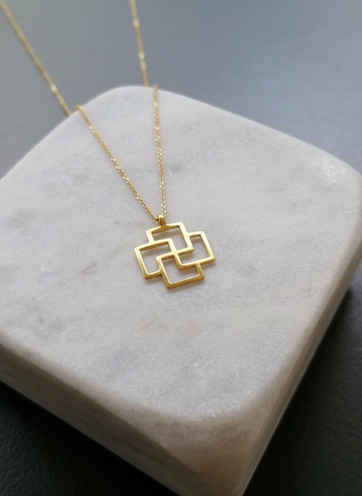 Tursaansydan Pendant Necklace | 14K Solid Gold Finnish Amulet | Viking Protection Charm, styled view