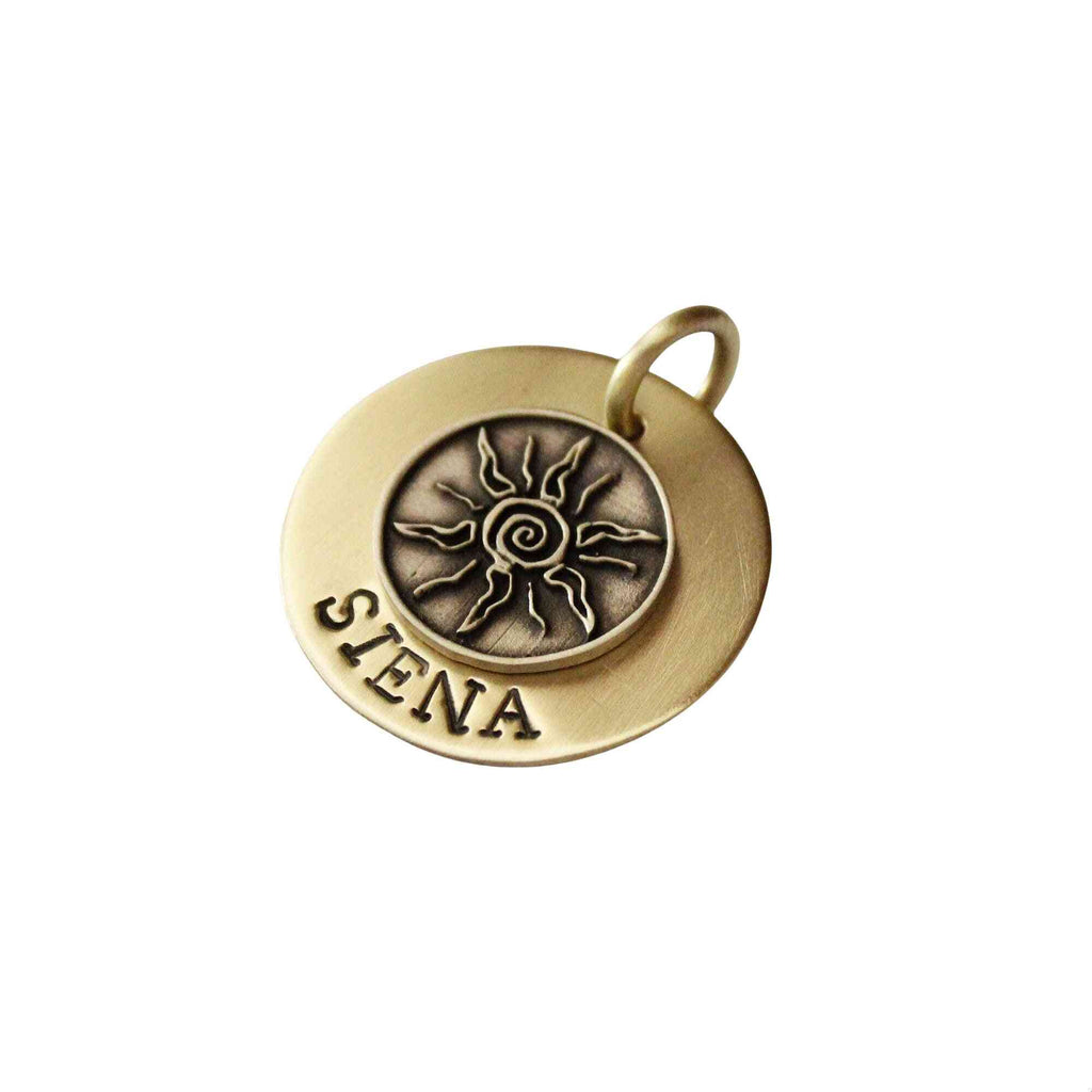 The Solstice Sigil | Artisan Tribal Sun Pet ID & Custom Engraved Dog Tag, close-up detail