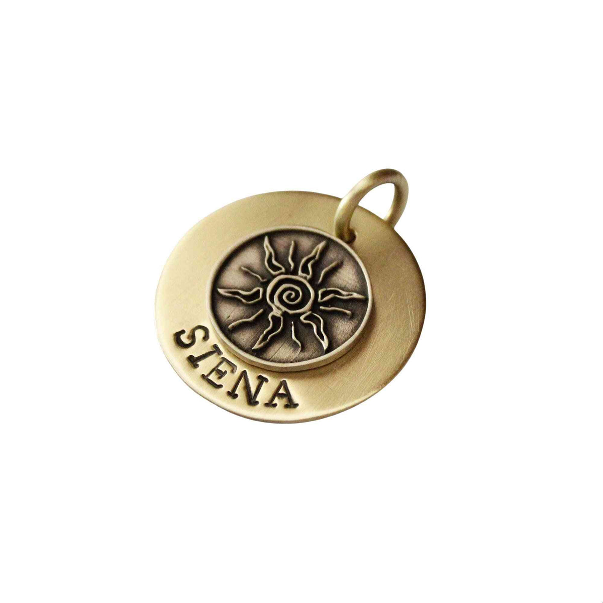 The Solstice Sigil | Artisan Tribal Sun Pet ID & Custom Engraved Dog Tag, close-up detail