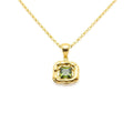 Olive Green CZ Pendant | Forest Earth Talisman, in Yellow Gold Plated finish