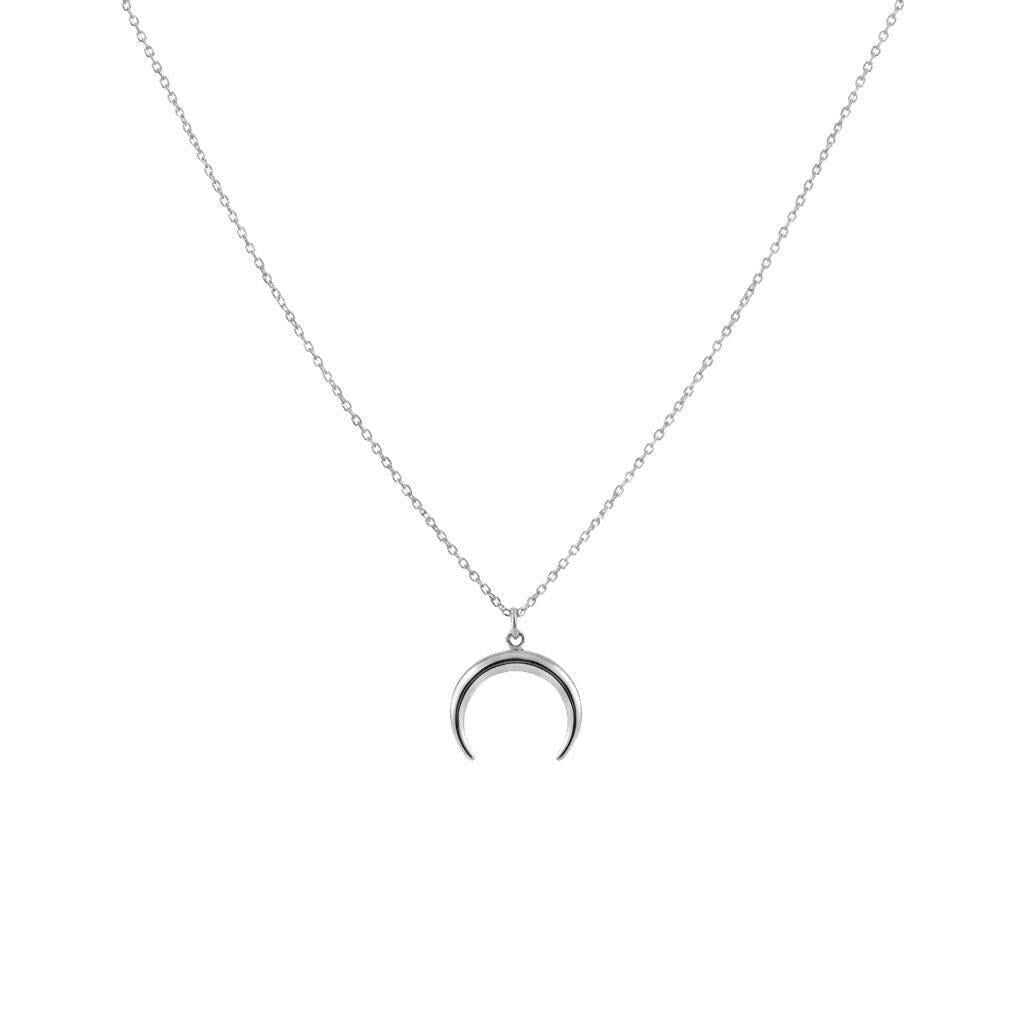 Crescent Moon Horn Necklace | Protection & New Beginnings, front view