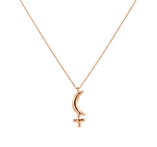 Black Moon Lilith Necklace | Sterling Silver Dark Feminine Glyph Pendant | Shadow Work Talisman, close-up detail
