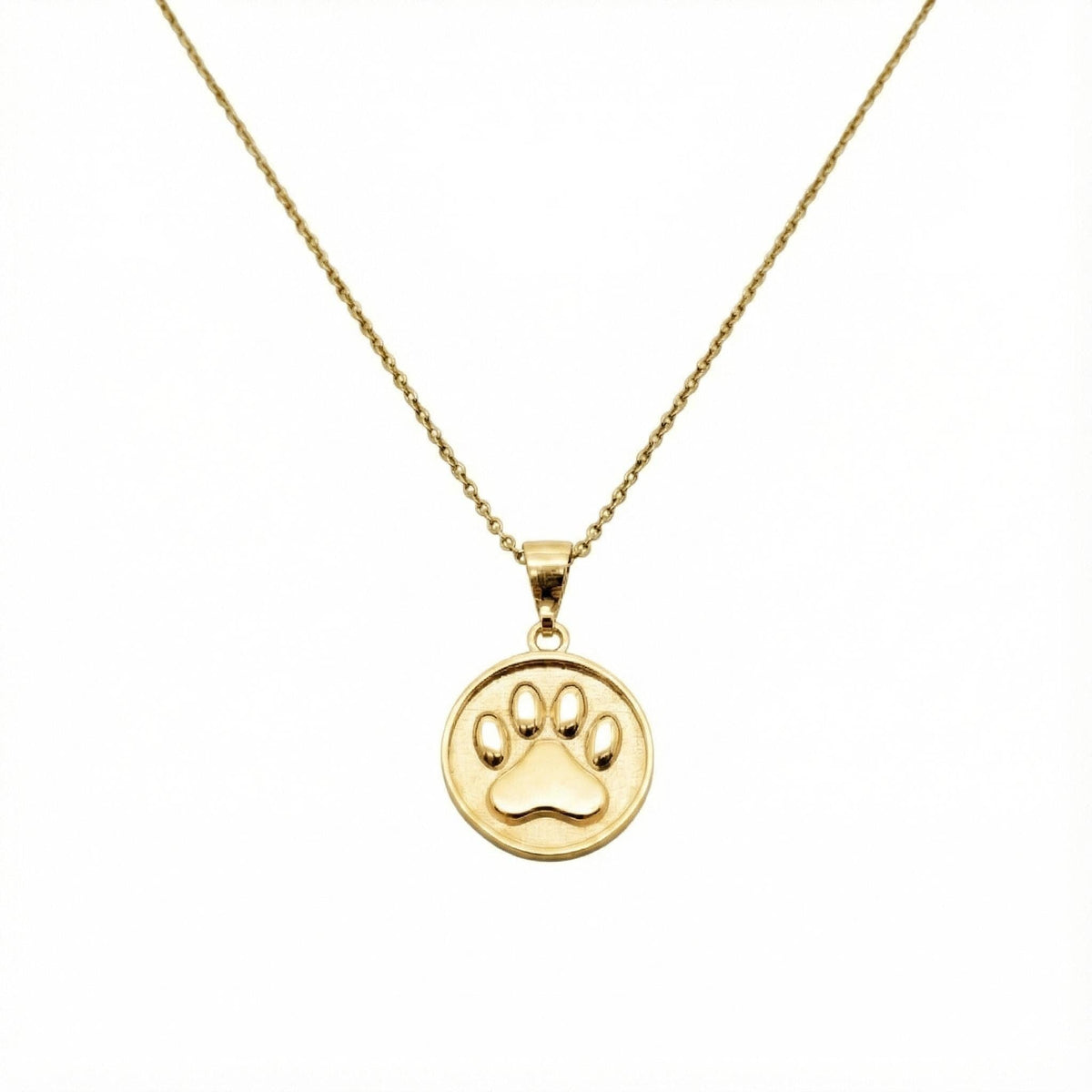 Paw Print Necklace detail, sterling silver paw pendant close up