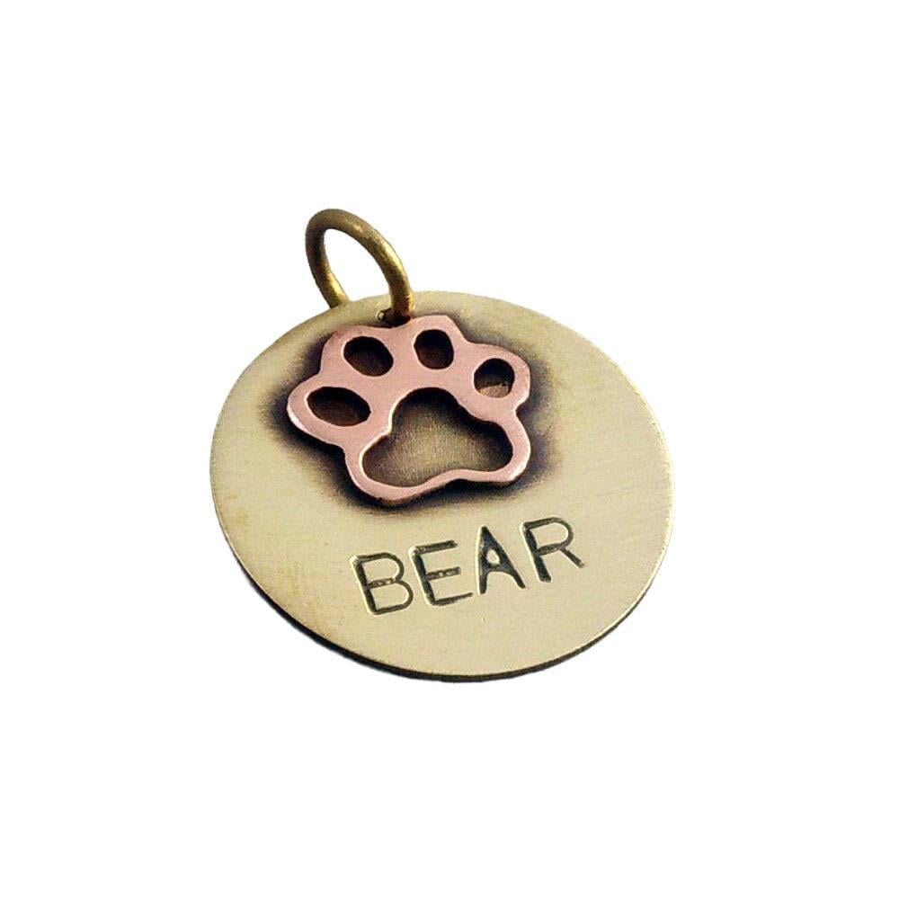 The Guardian's Track Token | Artisan Bear Paw Pet ID & Custom Dog Tag, front view