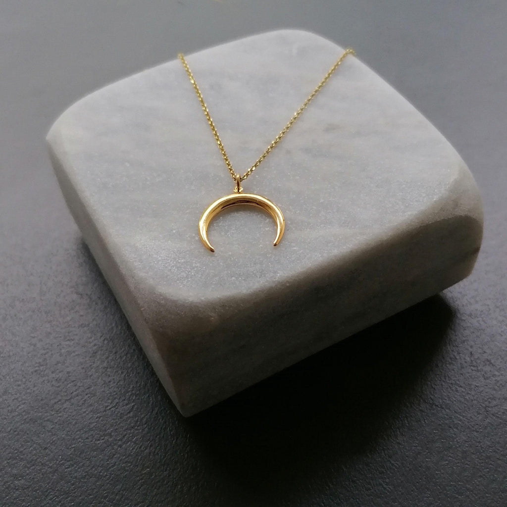 Crescent Moon Horn Necklace | Protection & New Beginnings, alternate angle