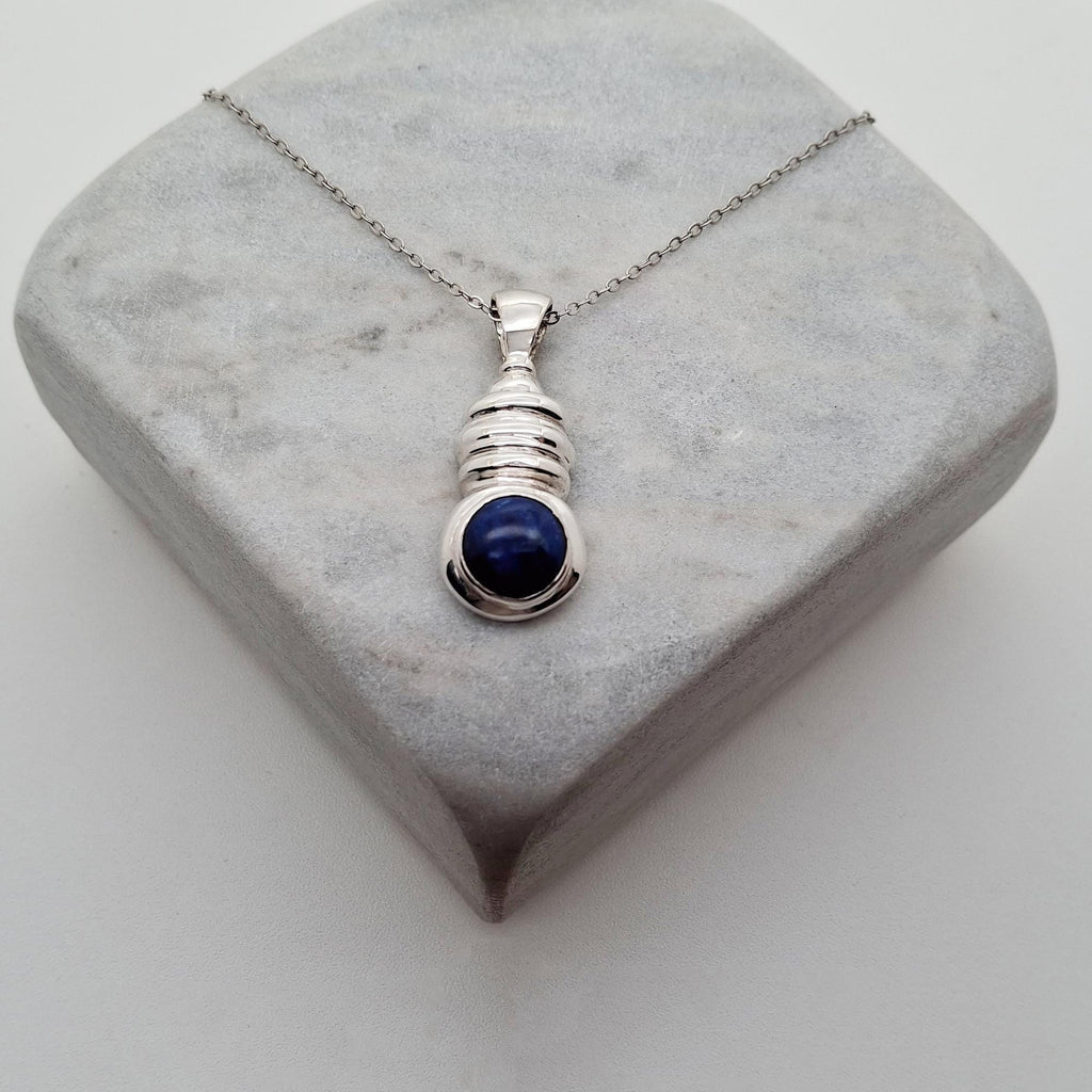 Aquarius Necklace | Lapis Lazuli Zodiac Pendant, close-up detail