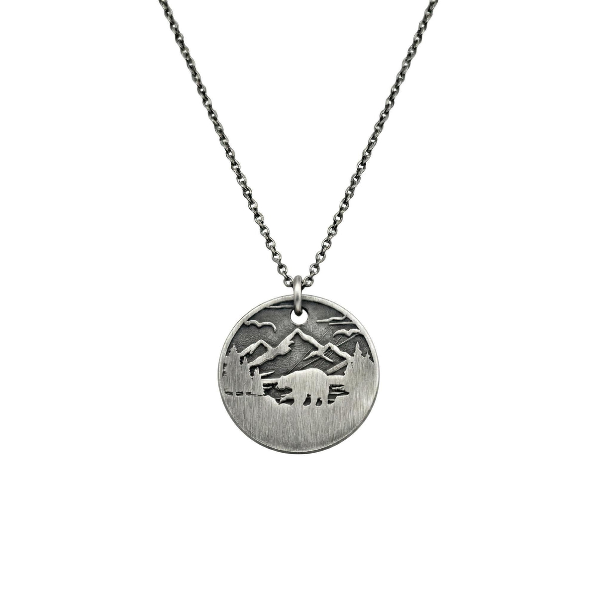 Bear Silhouette Necklace | Mountain Wilderness Talisman, styled view