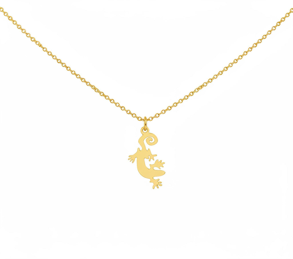 Gecko Necklace | Sterling Silver Lizard Pendant | Renewal & Healing Symbol, front view