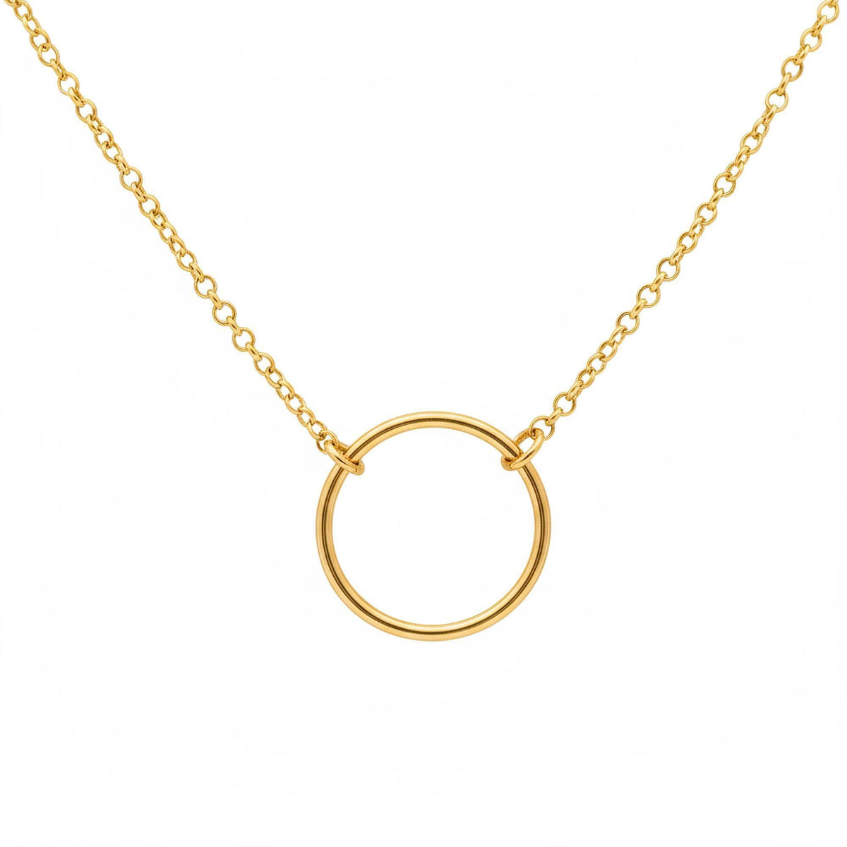 Circle Karma Necklace | Minimalist Infinity Talisman, in Yellow Gold Plated finish