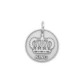 Crown Pet Tag | Custom Engraved Sterling Silver King Pet ID | Royal Dog Collar Charm, front view