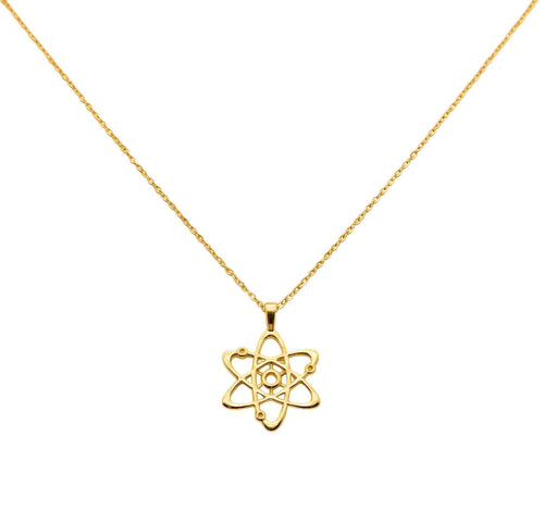 Atom Necklace | Sterling Silver Bohr Model Pendant | Science & Molecular Talisman, close-up detail