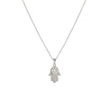 Hamsa Hand Star of David Necklace | Sterling Silver Jewish Protection Talisman | Sacred Magen David Pendant, front view