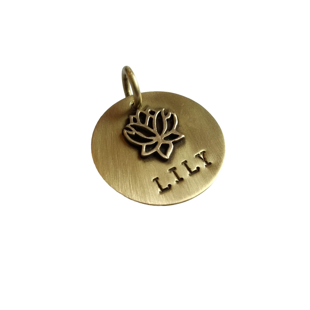 The Sacred Bloom Token | Artisan Lotus Dog Tag & Custom Pet ID, front view