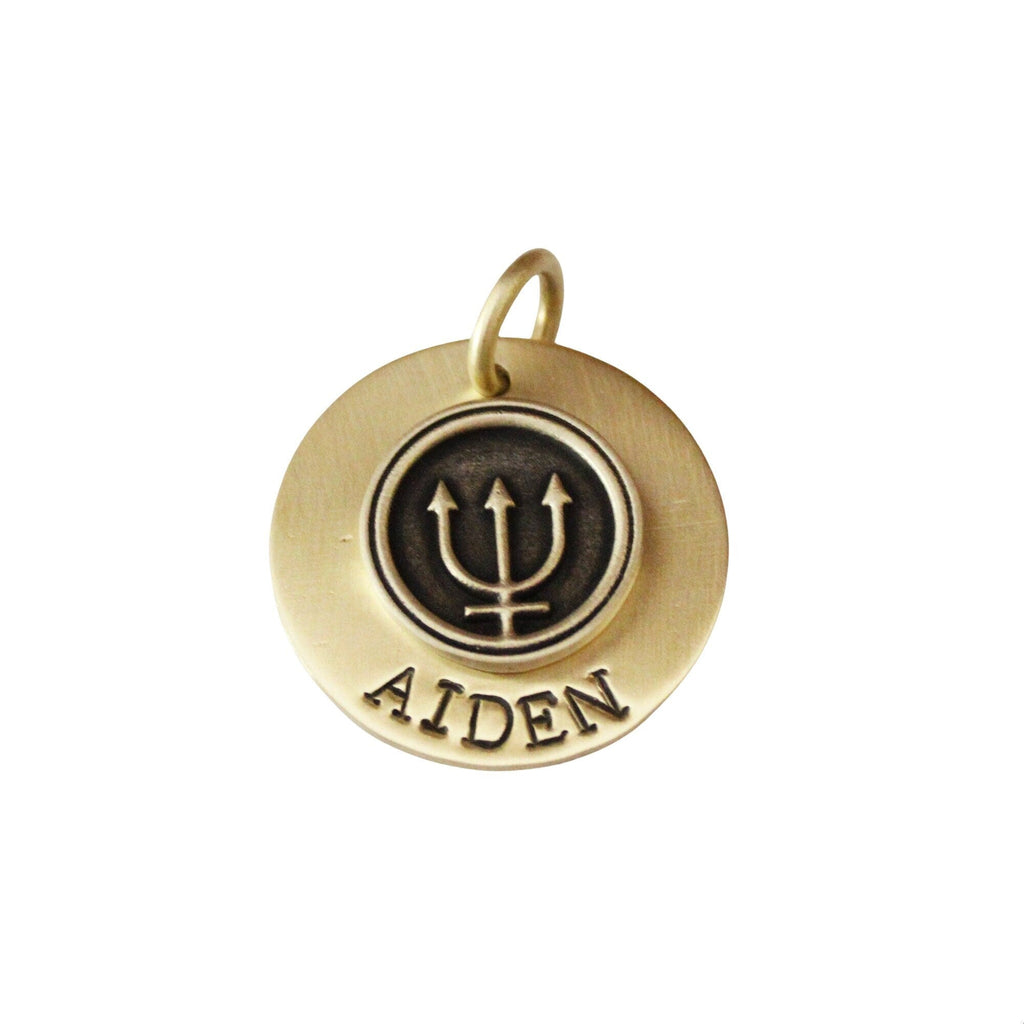 The Sovereign Trident Token | Artisan Maritime Pet ID & Custom Engraved Dog Tag, front view